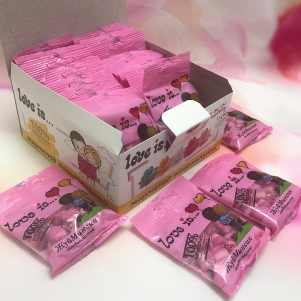 Блок мармелада жевательного Love is 100% натурально (блок 24 шт).