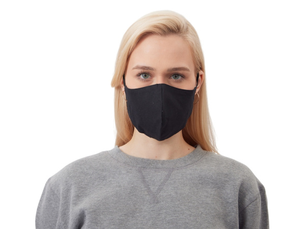 Маска для лица многоразовая из хлопка, анатомической формы, Цвет черный