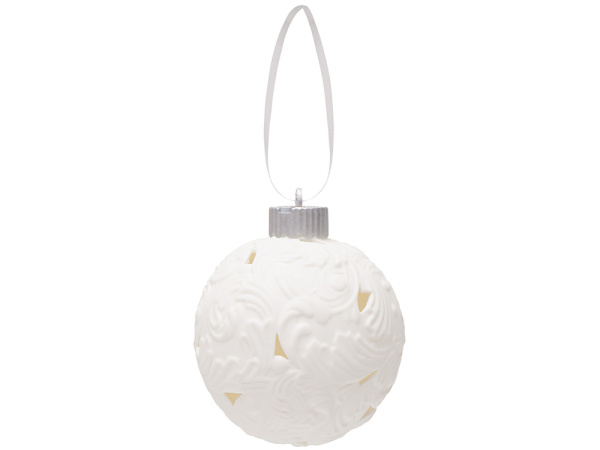 Шар новогодний с подсветкой и зоной для персонализации, Цвет белый