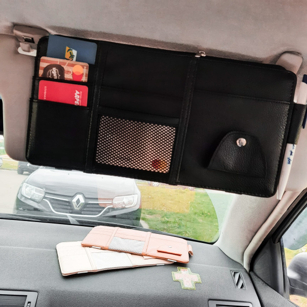 Визитница органайзер с креплением на козырек автомобиля AV-189