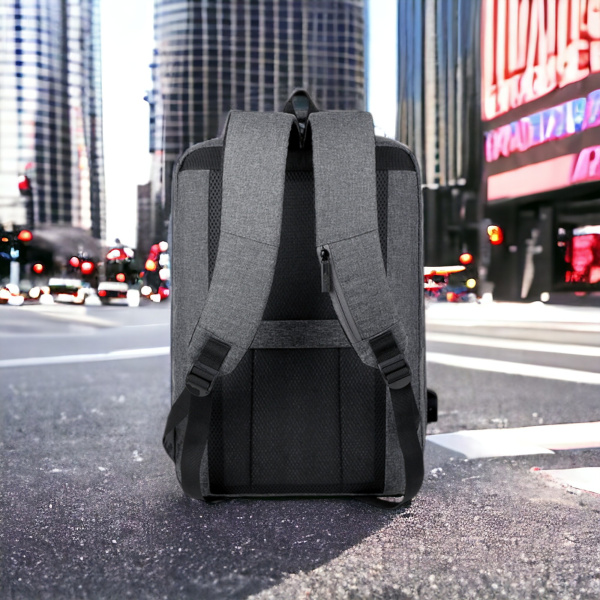 Рюкзак для ноутбука 15.6" Businescase MBP-1059, темно-серый / USB-провод, ремень для переноски на чемодане, кармашек для карточек на ремне, эргономичные ремни и спинка