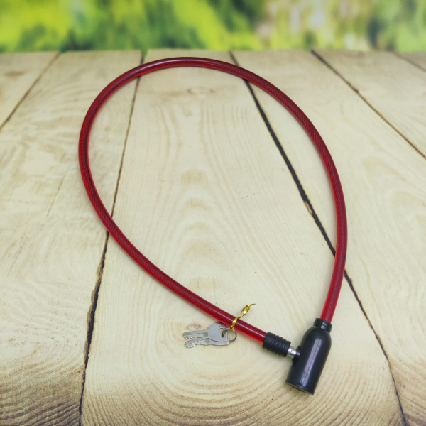 Замок велосипедный (универсальный), стальной трос (60х1см) +2 ключа Черный