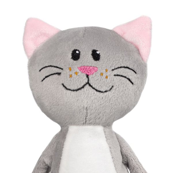 Мягкая игрушка Beastie Toys, котик с белым шарфом, 22x8x5 см