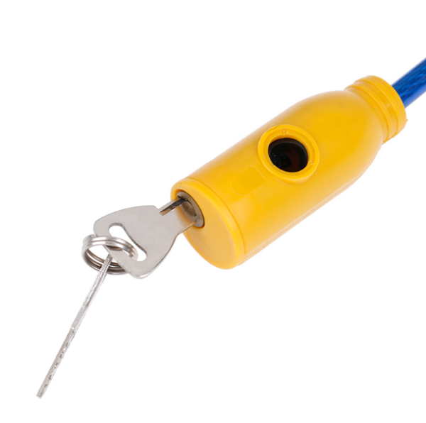 Замок велосипедный (универсальный), стальной трос (10ммх100см) с ключом Красный