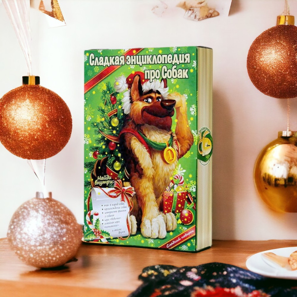 Праздничная упаковка в виде новогодней энциклопедии, 1,5 кг, мультиколор / Идеальное украшение для новогодней елки