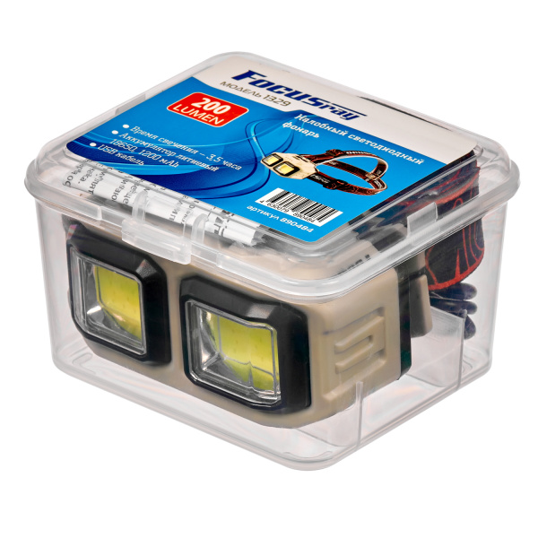 FOCUSray 1330 акку 18650 1200мАН 200люмен,индикатор зарядки,сенсор,USB кабель 1/160, шт