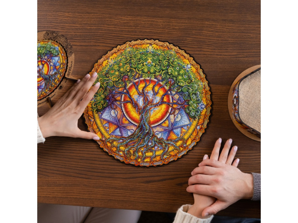 Деревянный пазл мандала «Дерево жизни», Цвет разноцветный