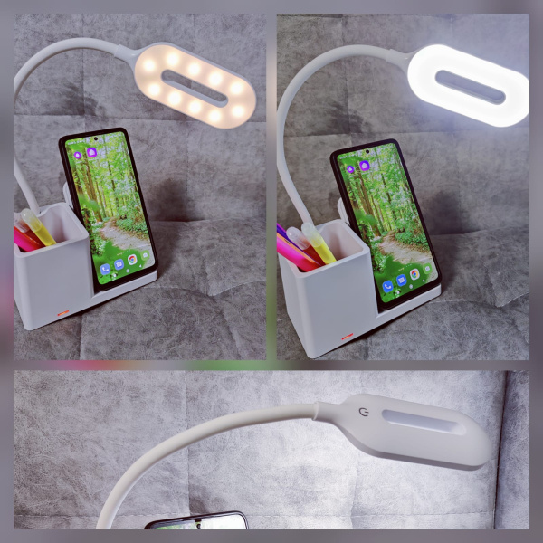 Гибкая настольная лампа - органайзер канцелярский Stark с функцией беспроводной зарядки для смартфона