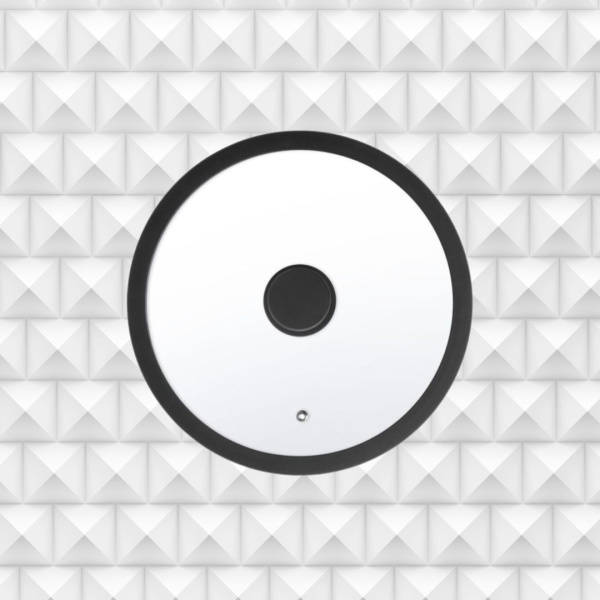 Крышка стеклянная с силиконовым ободом Home Queen RED HOT, черная, D 24см