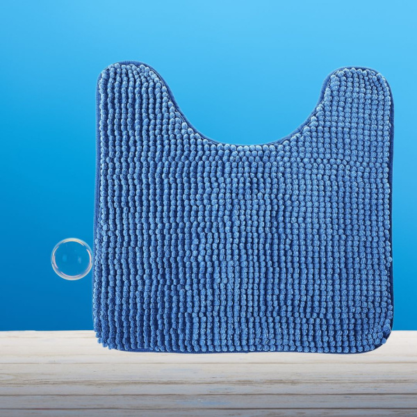 Коврик для туалета из микрофибры "Шенилл" в рулоне 45*45 см синий