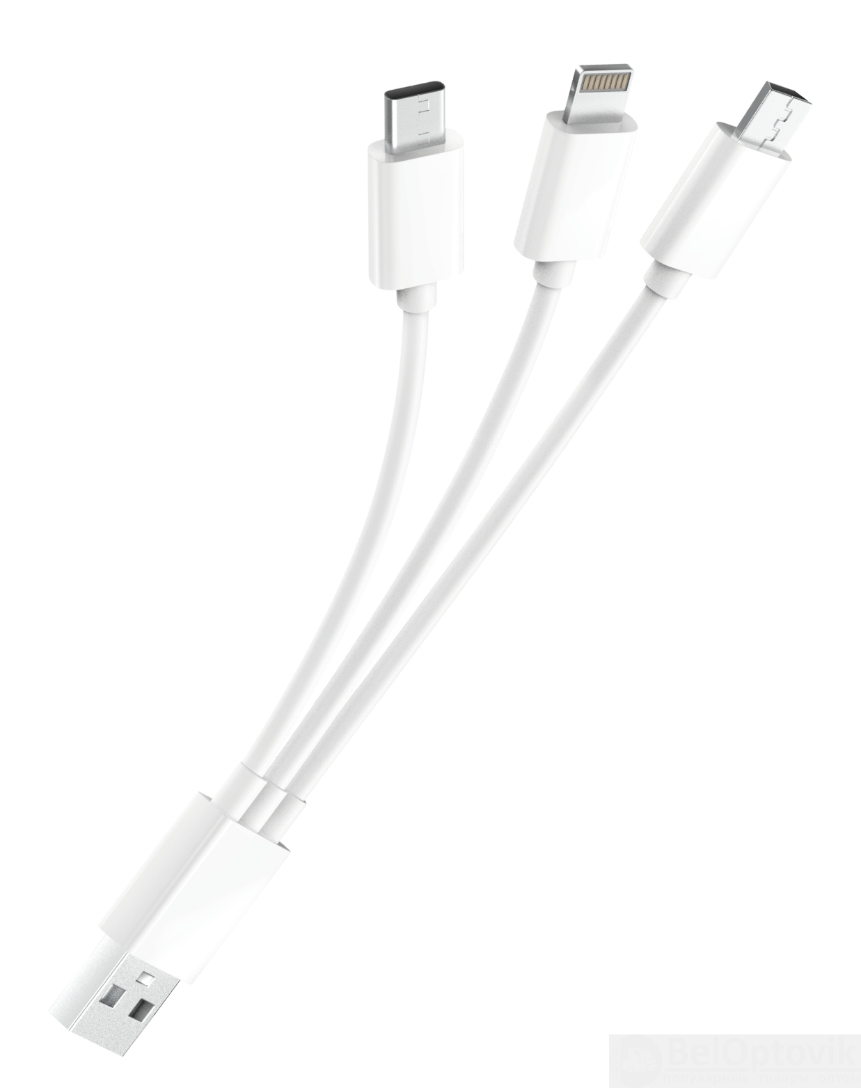 Кабель USB 2.0 - 3-в-1, microUSB/lightning/typeC, 0.2м, 2.1A, OLMIO