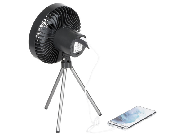 Портативный вентилятор с фонарем «Jon», Цвет темно-серый