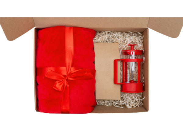 Подарочный набор «Tea time» с пледом, Цвет красный