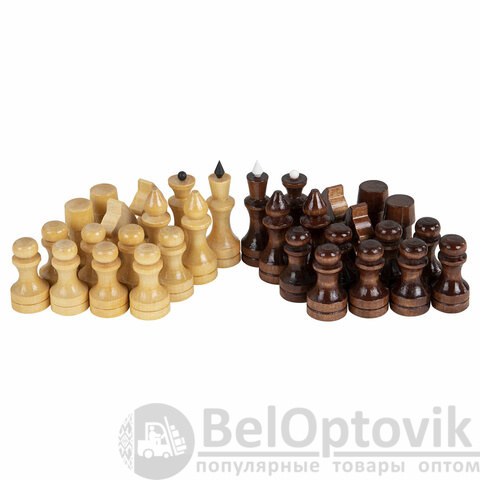 Шахматы, шашки, нарды 3 в 1 деревянные, лакированные, глянцевые, доска 40х40 см, ЗОЛОТАЯ СКАЗКА, 665364