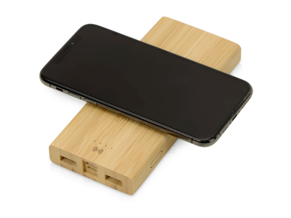 Внешний беспроводной аккумулятор из бамбука «Bamboo Air», 10000 mAh, Цвет натуральный