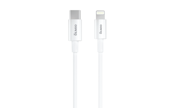 Кабель USB2.0, Type-C - Lightning, 2м, белый, OLMIO