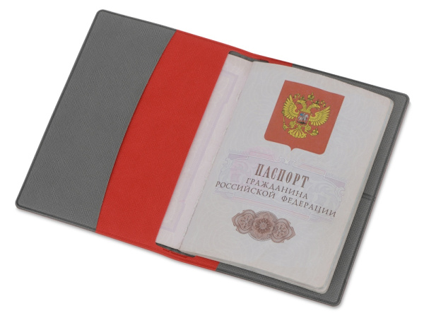 Обложка для паспорта с RFID защитой отделений для пластиковых карт «Favor», Цвет красный/серый