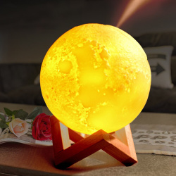 Увлажнитель (аромадиффузор) воздуха Moon Lamp Humidifier с функцией ночника, 1500ml, USB Белая (без пульта, аккумуляторная)