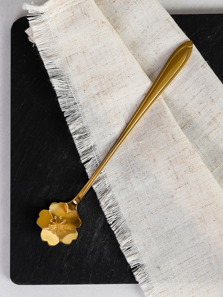 Ложка чайная золото Цветочек / MJ016 /уп 400/