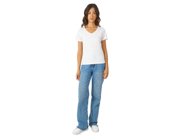 Футболка "Heavy Super Club" женская с V-образным вырезом, Размер 2XL, Цвет белый