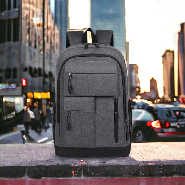 Рюкзак для ноутбука 15.6" Sallerus MBP-1053, серый / USB-провод, уплотненное дно, утолщенная стенка