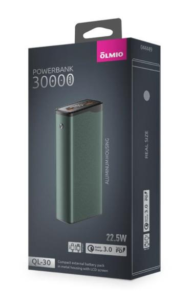 Внешний АКБ QL-30, 30000mAh, gray, OLMIO