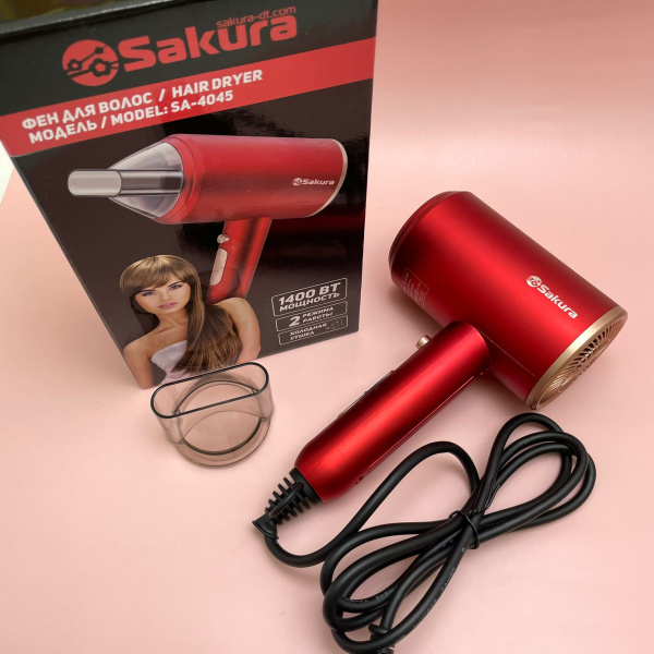 Фен Sakura SA-4045GR, 1400 Вт, 2 скорости, 2 температурных режима Зеленый