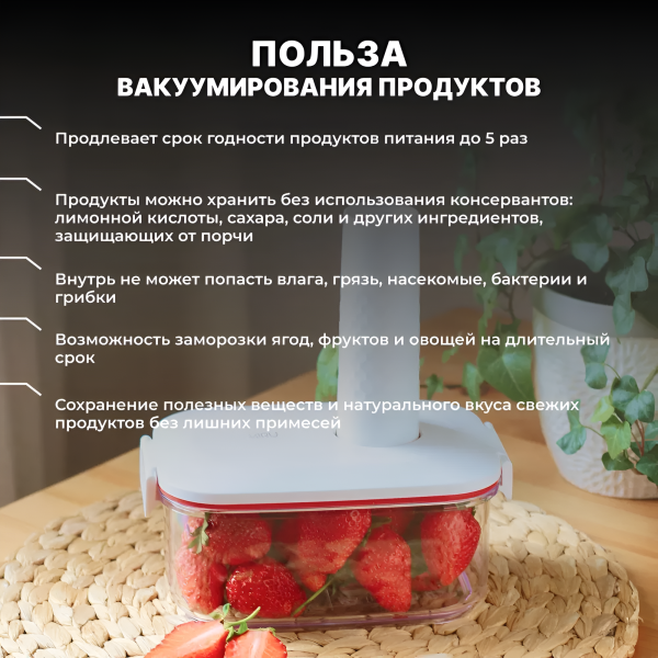 Вакуумный пластиковый контейнер для еды с электрическим насосом KAV04 / Вакуумный набор