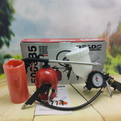 Универсальный пневматический набор инструментов BRADO 5000B5 (краскопульт HVLP, пистолет продувочный, пистолет моечный, пистолет для подкачки шин с манометром, шланг спиралеобразный 5м)