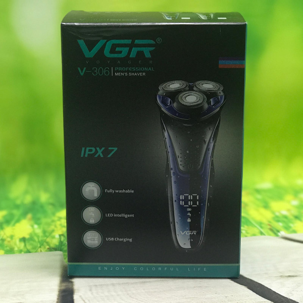 Беспроводная сетчатая электробритва VGR V-306, IPX7, триммер для подравнивания