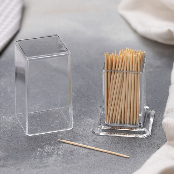 Зубочистки деревянные в баночке 500 штук, заточены с двух сторон