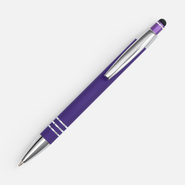 Ручка шариковая Sansen Soft Touch со стилусом, фиолетовая, 13,9х1,1 см