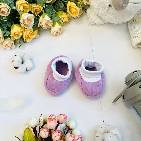 Пинетки для новорожденного Bebika, состав: 80% натуральный хлопок, 20% полиэстер (20/2-6), 0-3 мес.