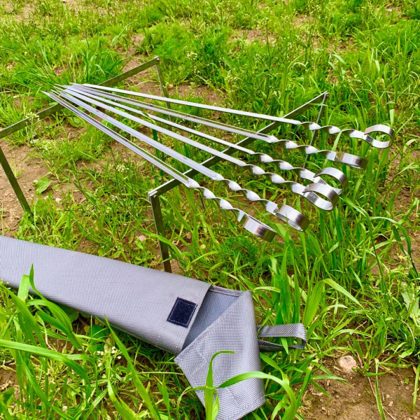 Набор прочных угловых шампуров для шашлыка Кизляр России, 57 см (6 шт.). Гарантия качества