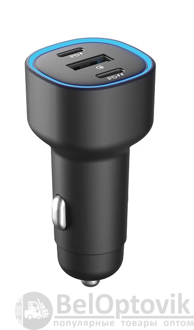 АЗУ 60W, Type-Cx2+USB, PD, QC, black, OLMIO