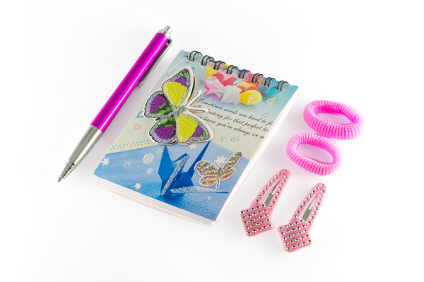 Детский набор: блокнот, ручка, заколки