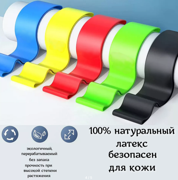 Резинки Esonstyle для фитнесса из латекса 5 шт. / Набор эспандеров в мешочке / 5 уровней нагрузки