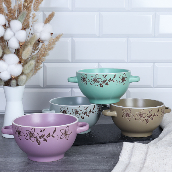 Супница с ручками 4 штуки на подставке / 66544 /уп 6/