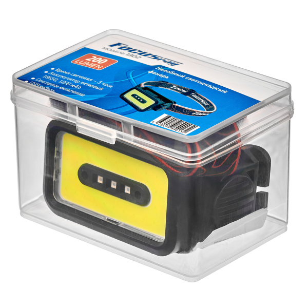 Фонарь налобный FOCUSray 1302 акку 18650 1200 мАН 3,7V встроенный ,сенсор,индикатор зарядки  3W COB 1/180, шт