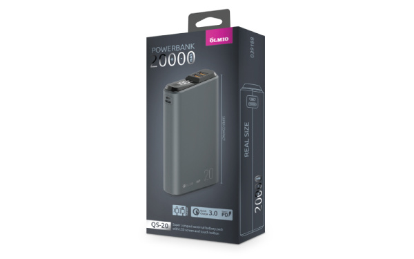 Внешний АКБ QS-20, 20000mAh, space-gray, OLMIO