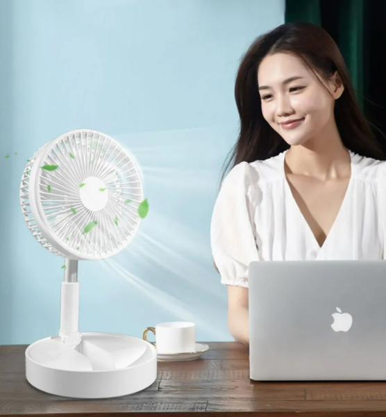 Вентилятор беспроводной напольный cкладной, 3 режима работы, зарядка от ЮСБ