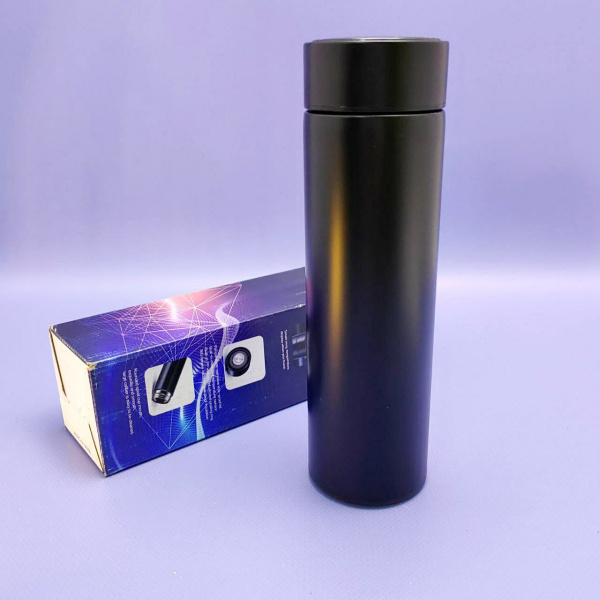 Термос с датчиком температуры,500мл, без рисунка цвет чёрный