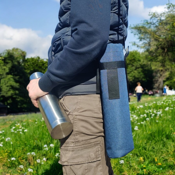 Термосумка - чехол SILA для термоса 40х9х9см. с плечевым ремнем / Сумка-холодильник для термоса на 1 литр