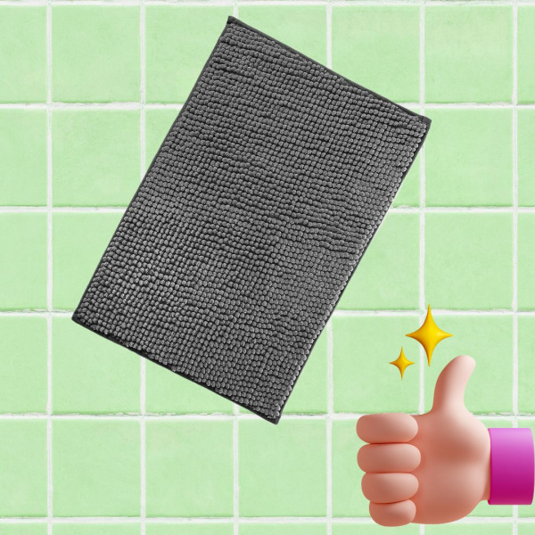 Коврик для ванной из микрофибры "Шенилл" в рулоне"40*60см серый