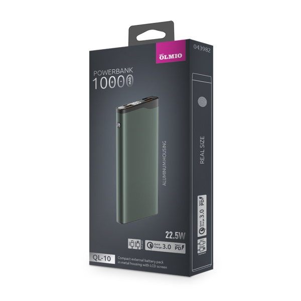 Внешний АКБ QL-10, 10000mAh, gray, OLMIO