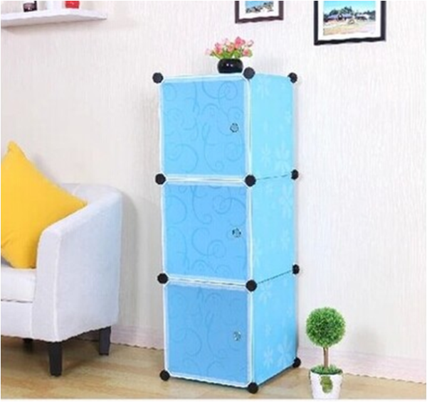 Универсальный модульный шкаф для одежды, обуви, игрушек Plastic Storage Cabinet Голубой
