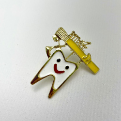 Бижутерия брошь для стоматолога "Зубки" 3.5 см