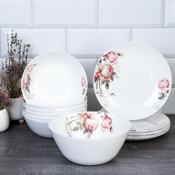 Столовый набор 13 предметов Евро Дэй / 13/FLMLQP75672 (20032 /уп 4/ Чайная роза