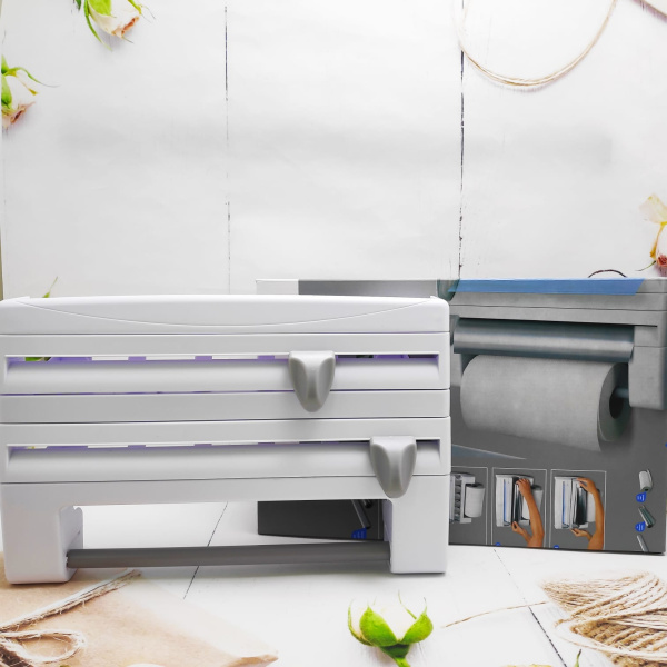 Кухонный диспенсер Органайзер Comfortable kitchen 4 в 1 (бумажные полотенца, пищевой пленка, фольга, полка для специй) 38 см