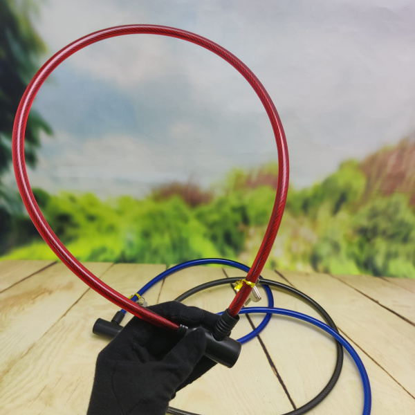 Замок велосипедный (универсальный), стальной трос (60х1см) +2 ключа Черный